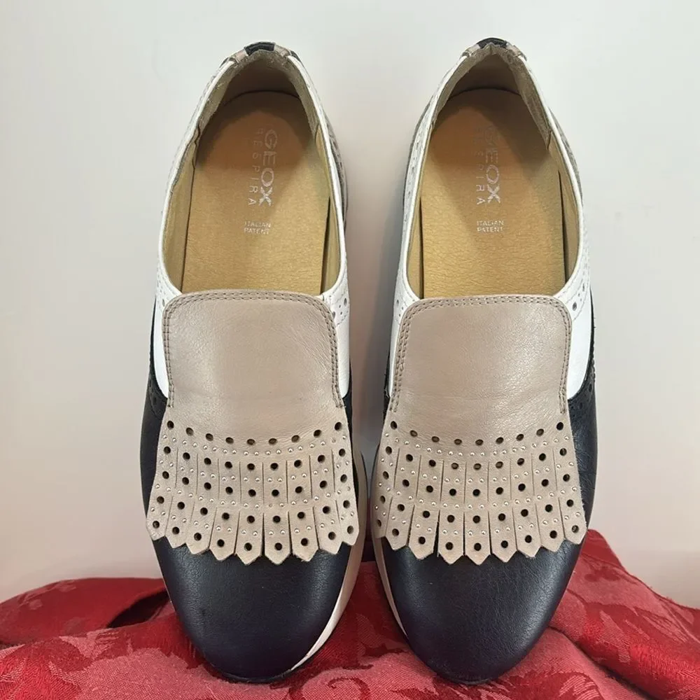 GROX Respira Slip on Loafers‎ D8 25TB Black White Beige with Fringe W Size 7 - Picture 2 of 16